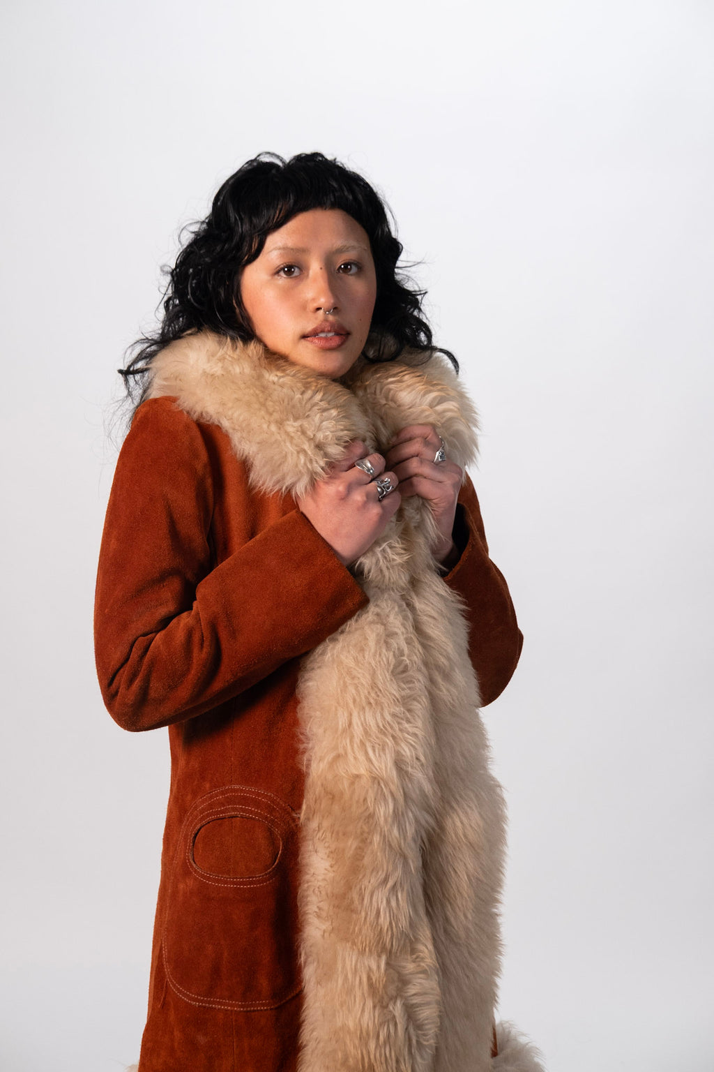1970's Rust Suede and Fur Penny Lane Jacket