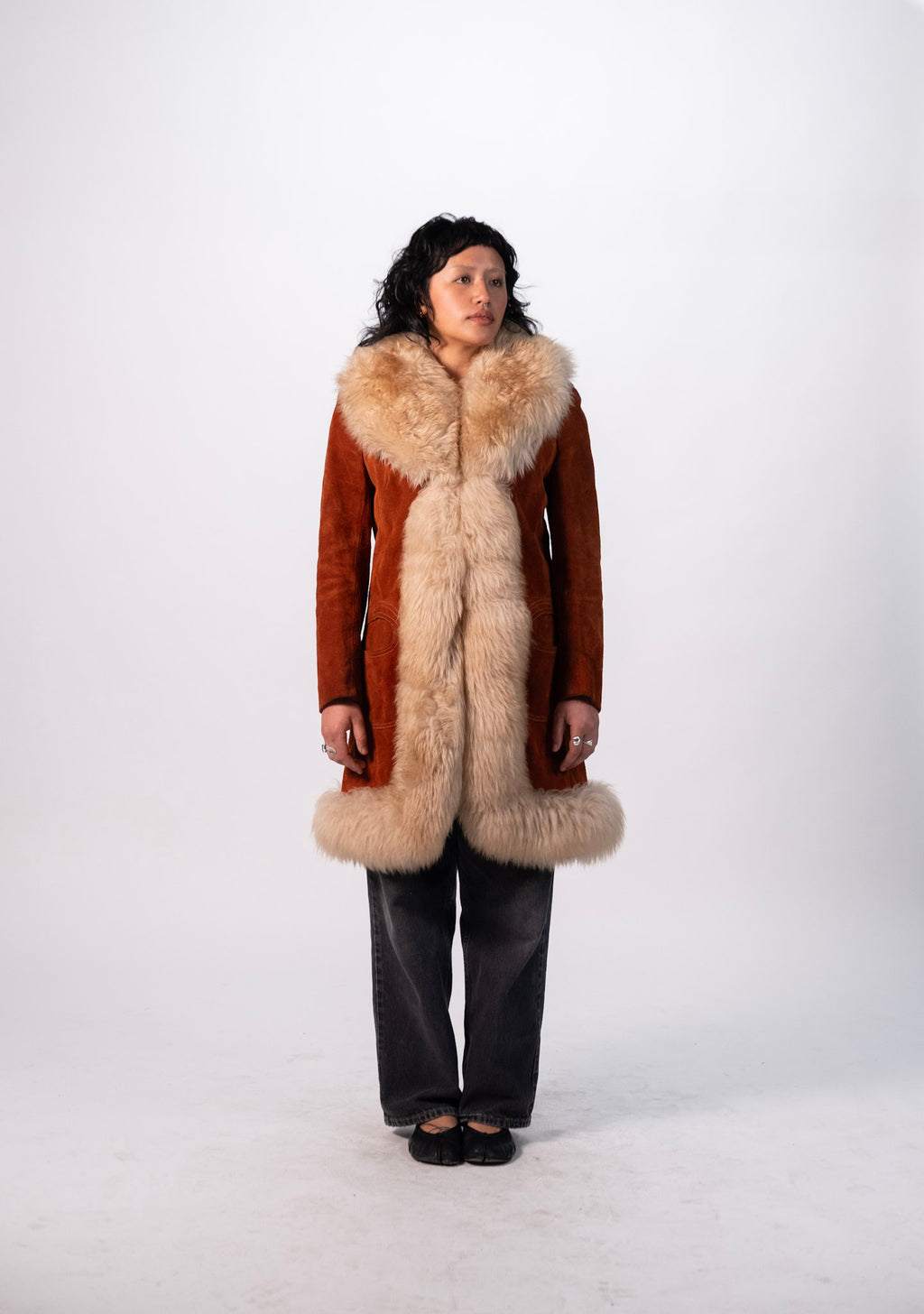 1970's Rust Suede and Fur Penny Lane Jacket