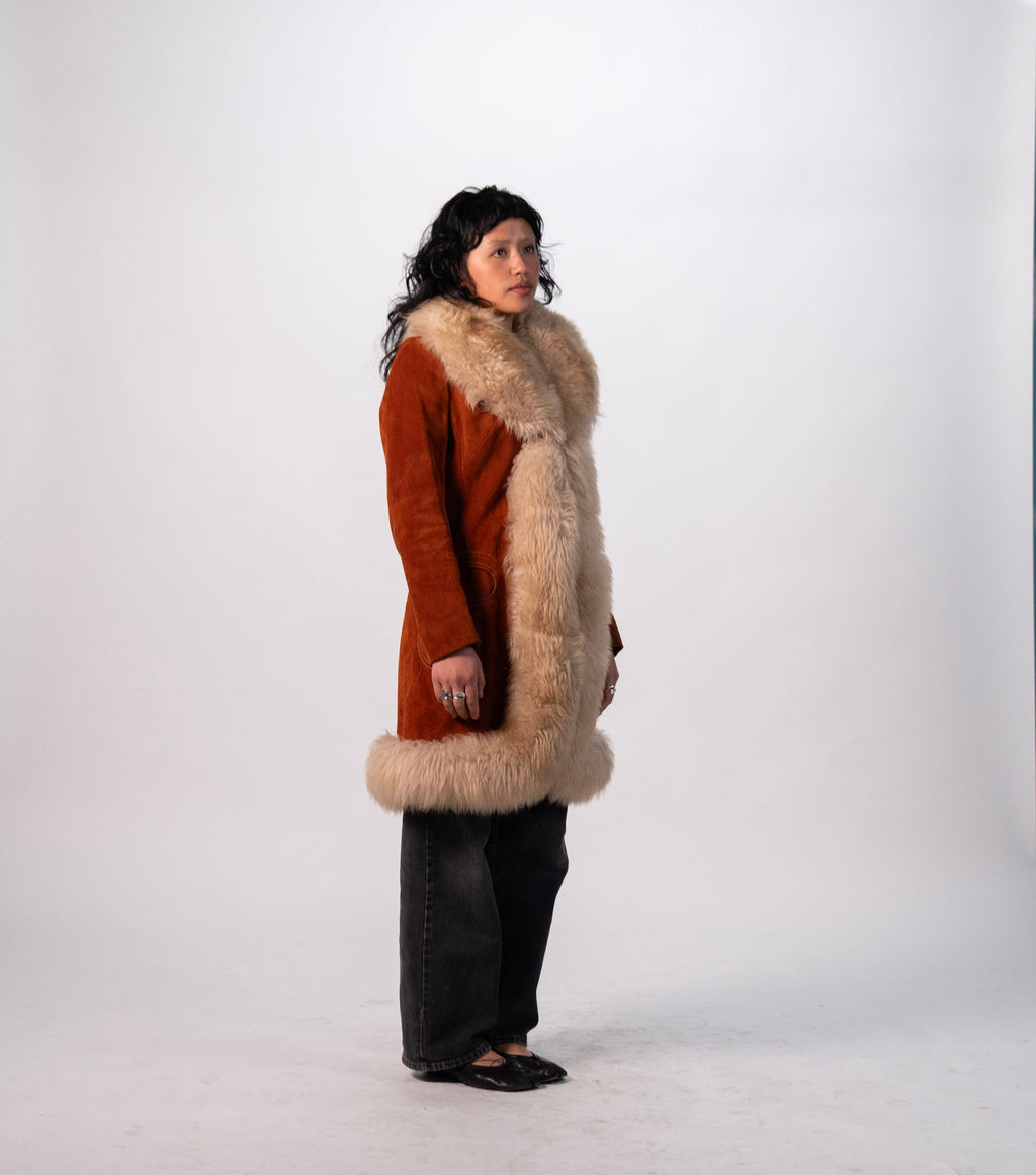 1970's Rust Suede and Fur Penny Lane Jacket