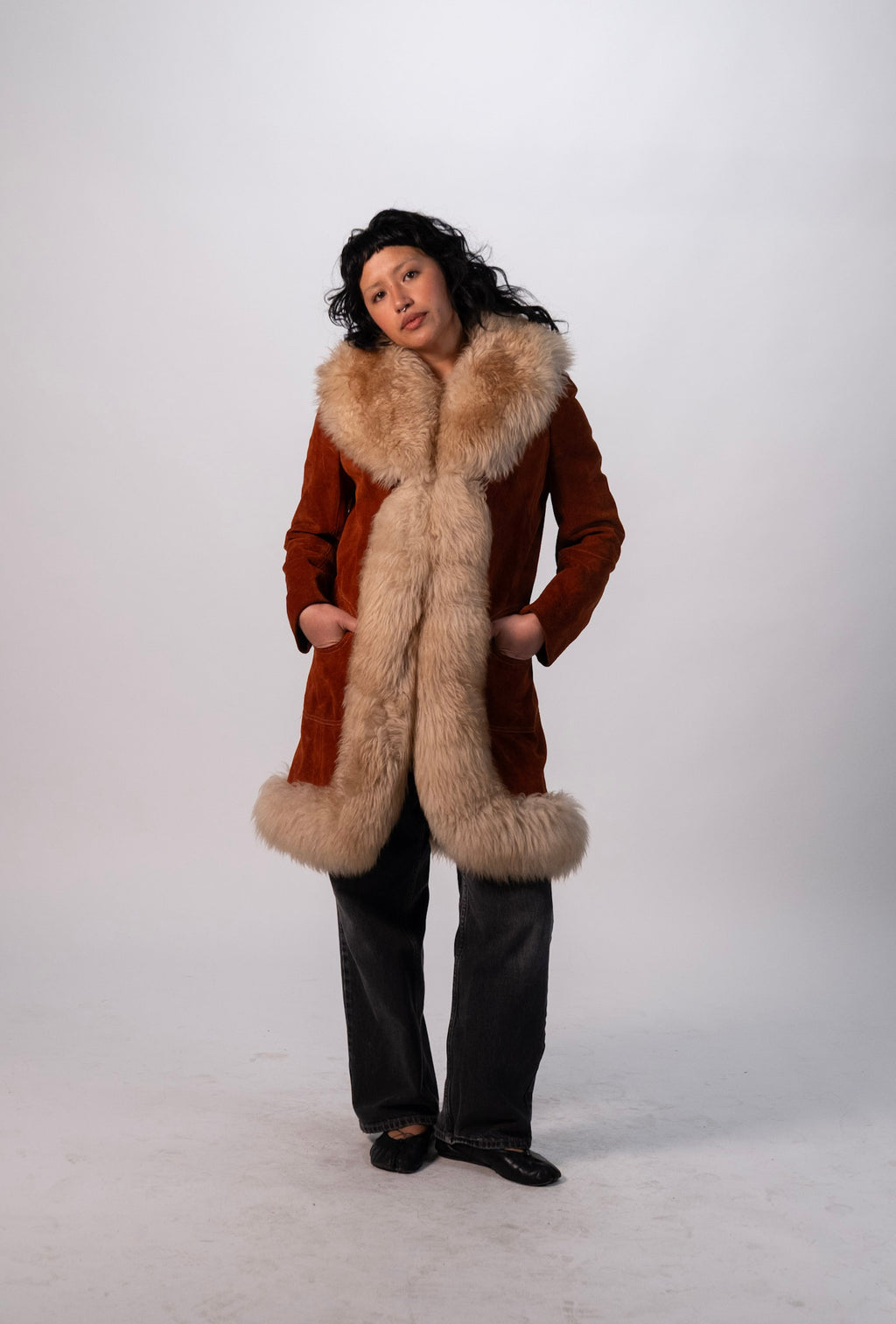 1970's Rust Suede and Fur Penny Lane Jacket