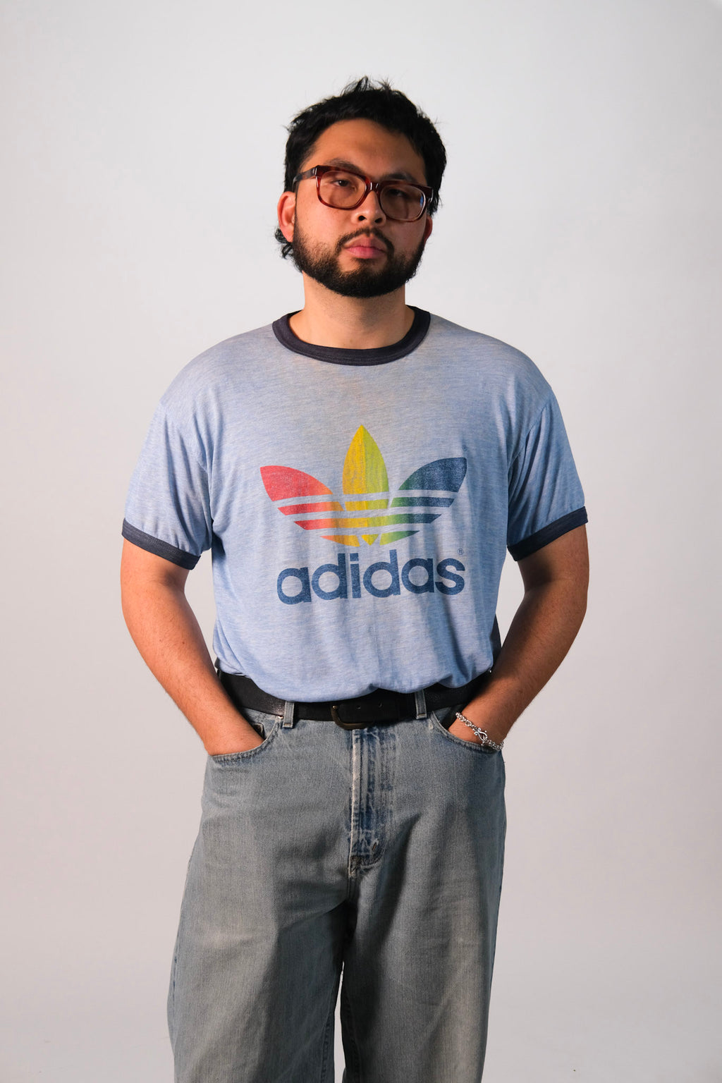 70s Paper Thin Adidas Trefoil Ringer Tee