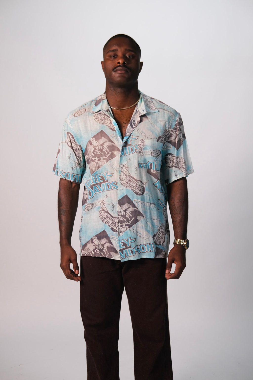 80s Handmade Harley Davidson Button Up