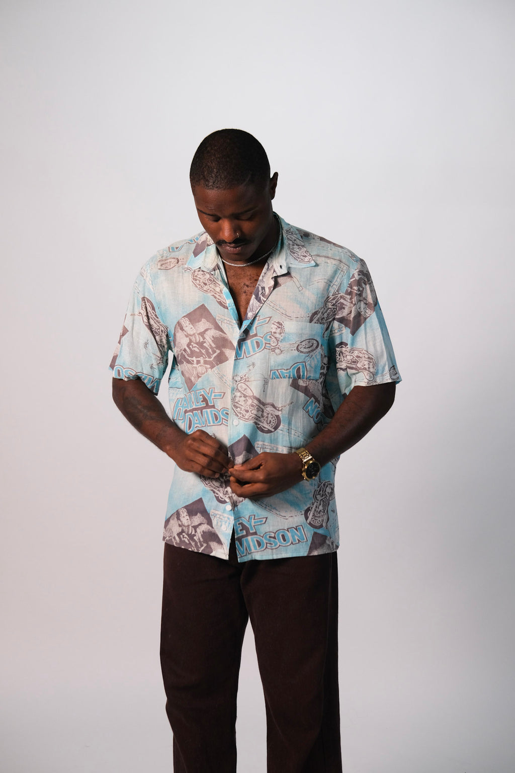 80s Handmade Harley Davidson Button Up