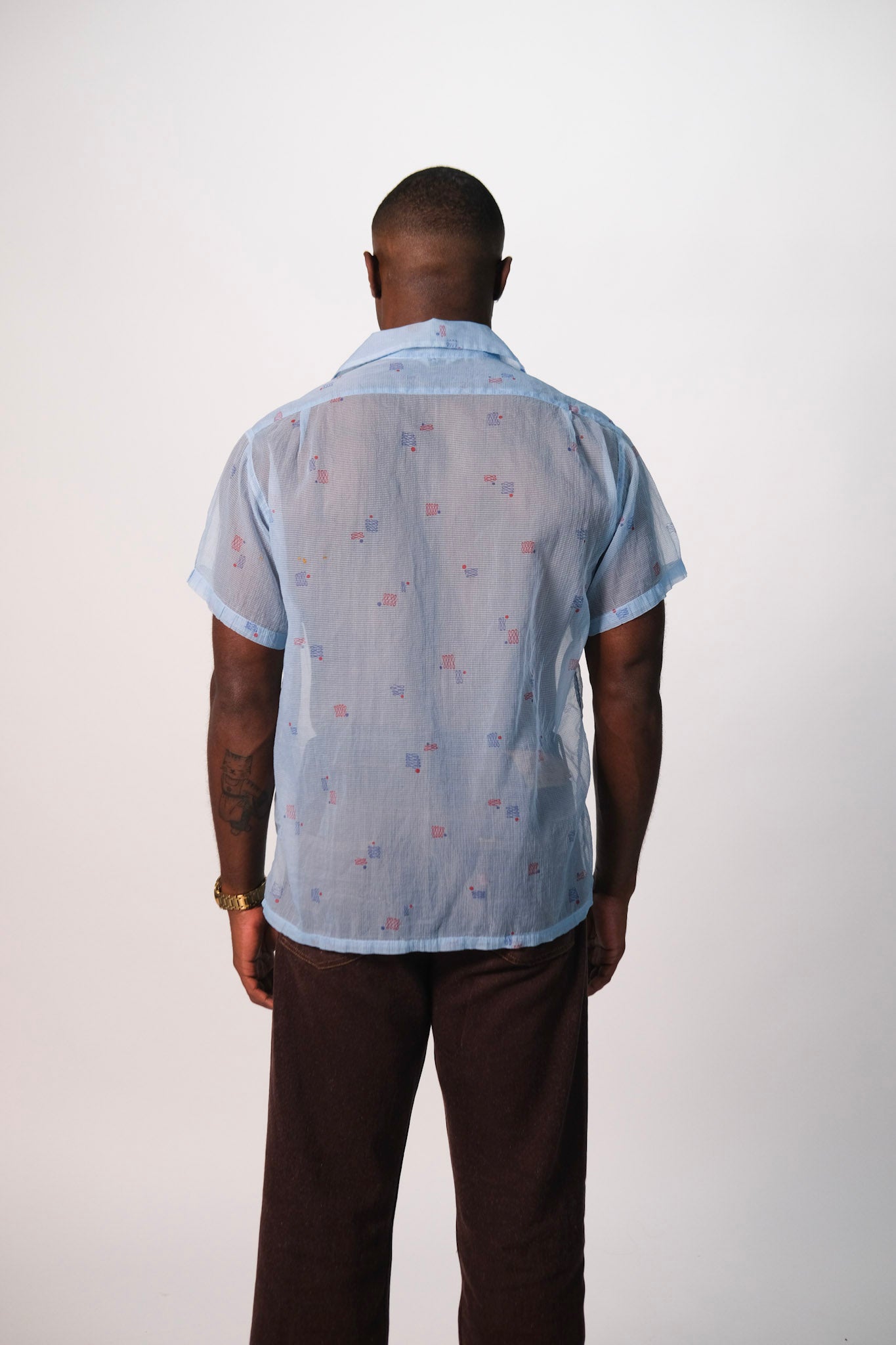 50s Sheer Patterned Button Up