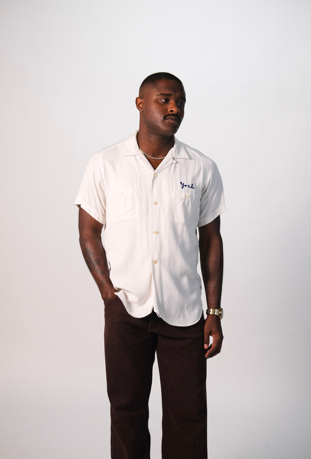 50s Capitol Mortuary Chainstitch Button Up