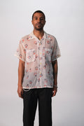 50s Sheer Patterned Button Up Shirt