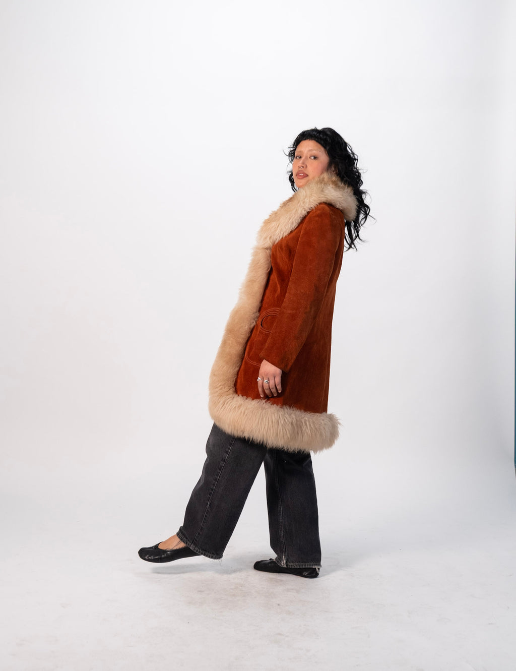 1970's Rust Suede and Fur Penny Lane Jacket