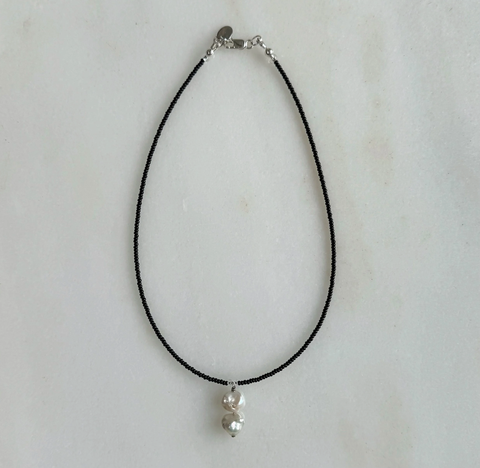 Pearl Drop Necklace Onyx